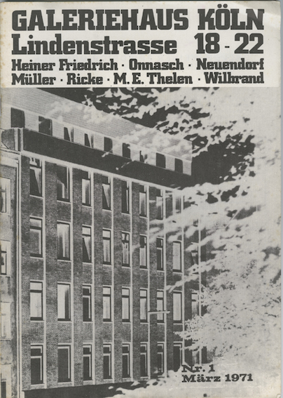 Galeriehaus Köln, Nr 1, März 1971 (Foto: Zadik)